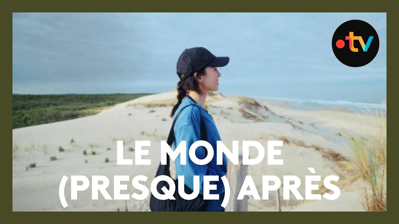 Affiche du film Le monde (presque) après montrant une personne de profil face à un paysage côtier.
